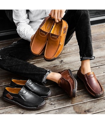 Mocassins en cuir à semelle caoutchouc pour hommes - Voltem destockage