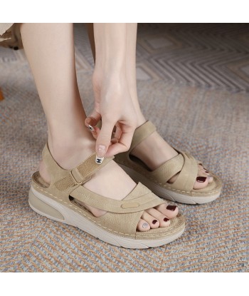 Sandales confortables en cuir pour femmes - Flapis solde