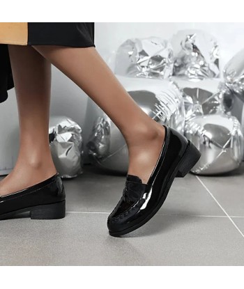 mocassin orthopédique femme à talons en cuir verni Faites des économies