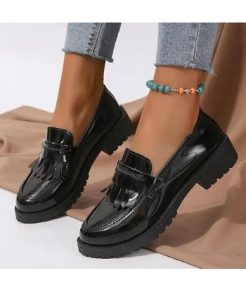 mocassin orthopédique femme vernis à franges de pas cher