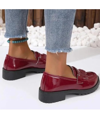 mocassin orthopédique femme vernis à franges de pas cher